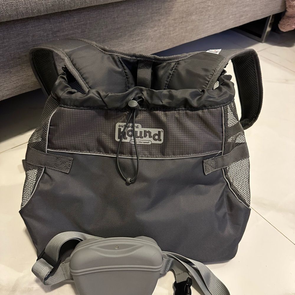 Outward Hound Charcoal and Black Backpack & puppy treat Fanny pack for training